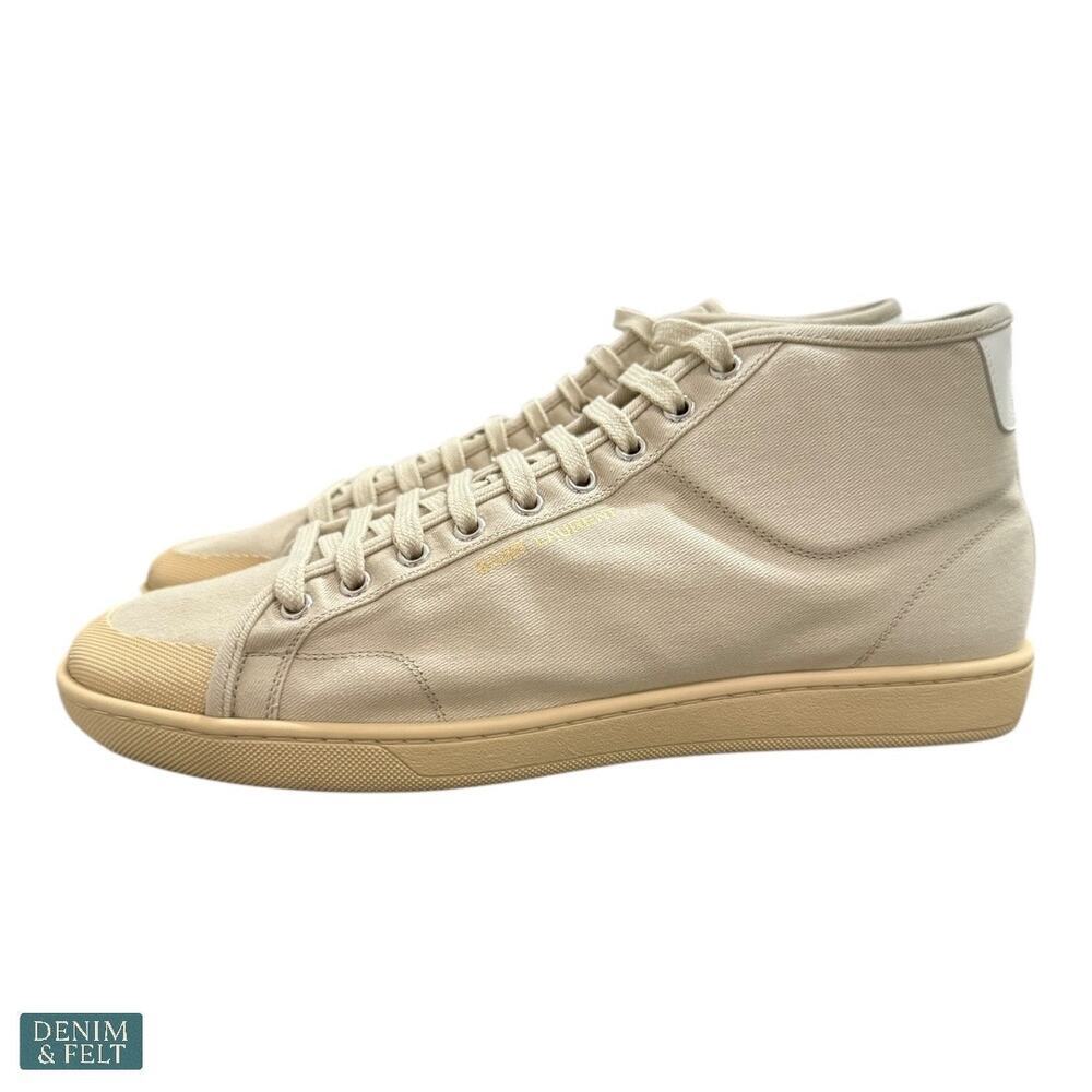 NEW Saint Laurent Court Classic SL/39 Beige Coffee Canvas High-Top Sneakers Luxe - Picture 9 of 16